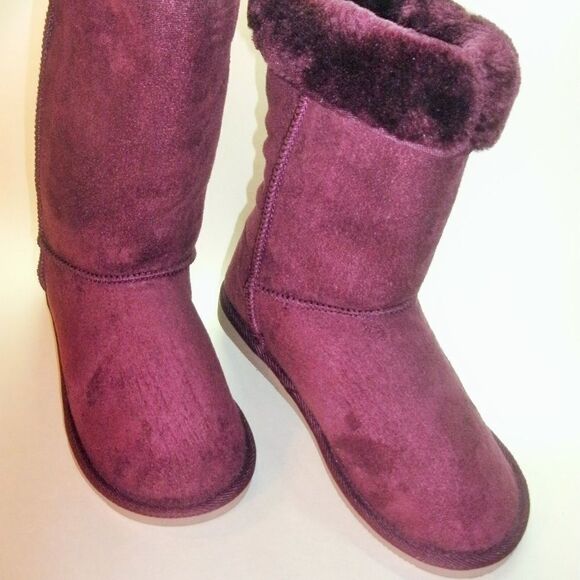 New Faux Fur Burgundy Boots Women’s 7 - Picture 4 of 8